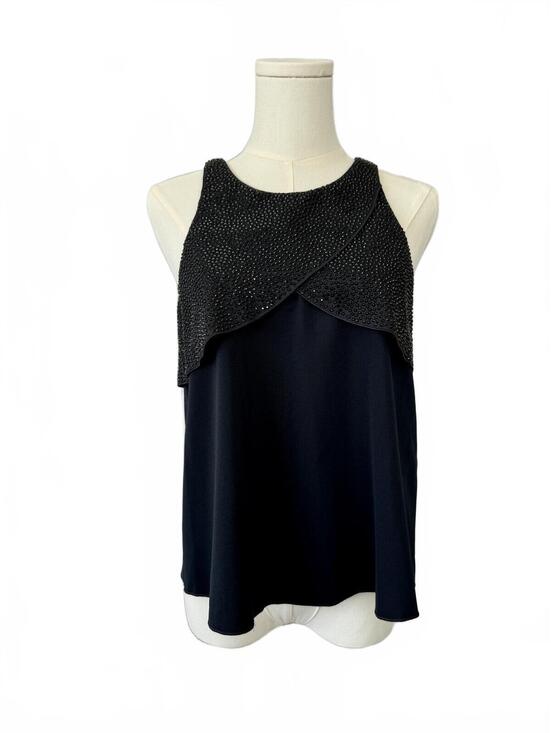 Emporio Armani Tops - Emporio‎ Armani Navy Black Embellished Rhinestone Sleeveless Top Size IT 42/US 6
